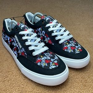 Disney Mickey Mouse Print Men's Lace Up Canvas Sneakers, Size 11.5